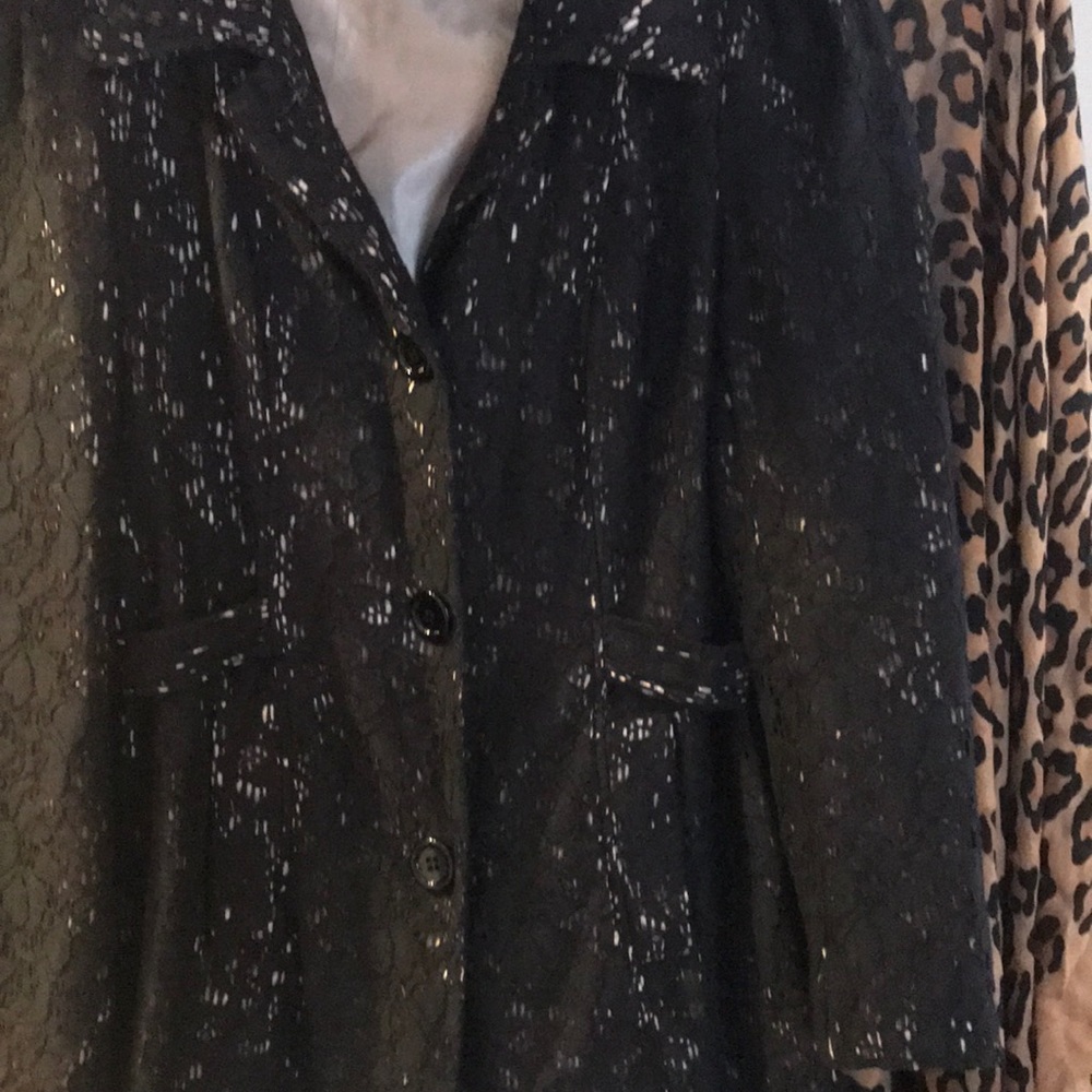 Black eyelet over cream blazer